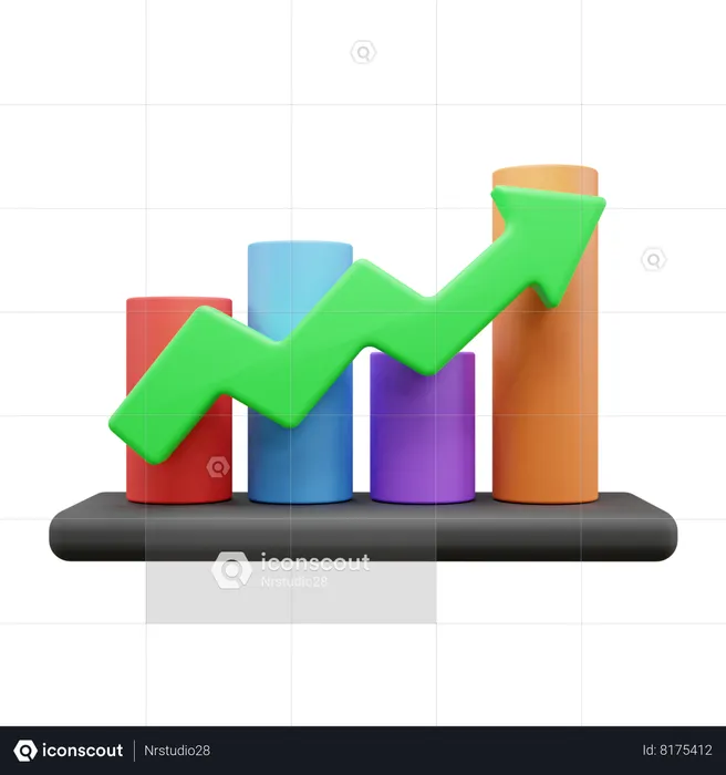 Gráfico de crescimento  3D Icon