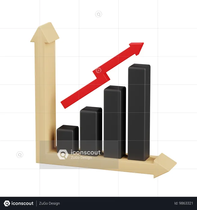 Gráfico de crescimento  3D Icon