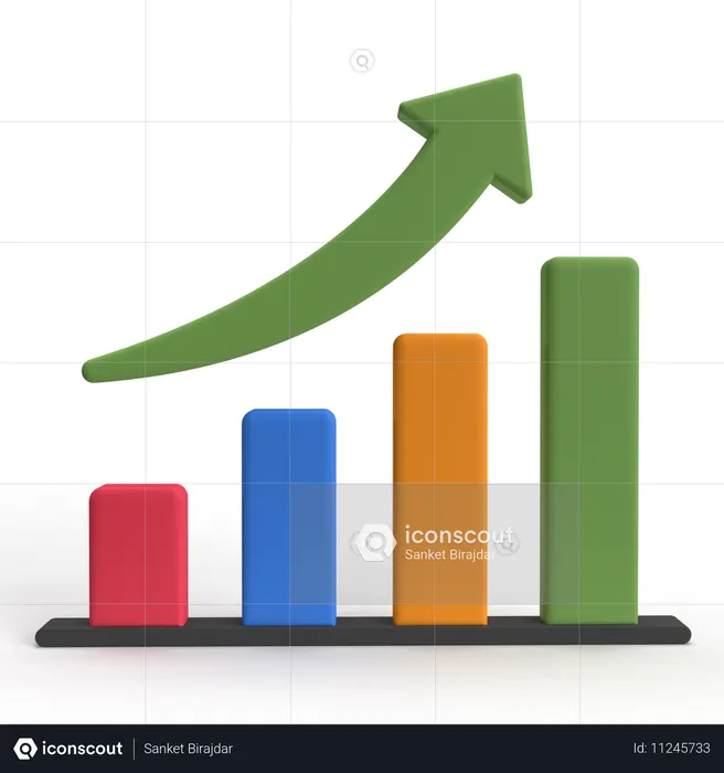 Gráfico de crescimento  3D Icon