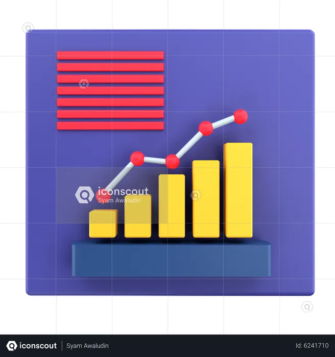 Gráfico de crescimento de linha  3D Icon