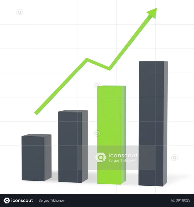 Gráfico de crescimento de negócios  3D Illustration