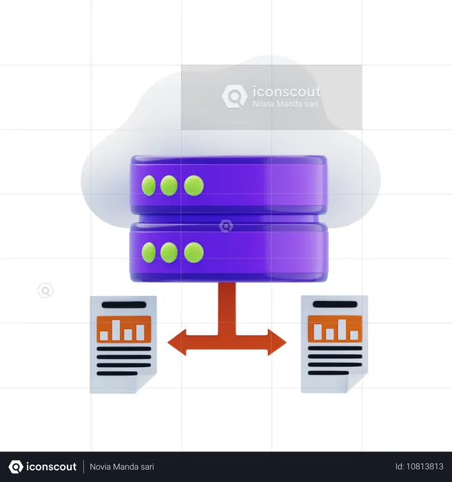 Gráfico de crescimento da nuvem  3D Icon