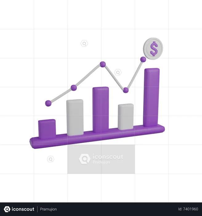 Gráfico de crescimento do dólar  3D Icon