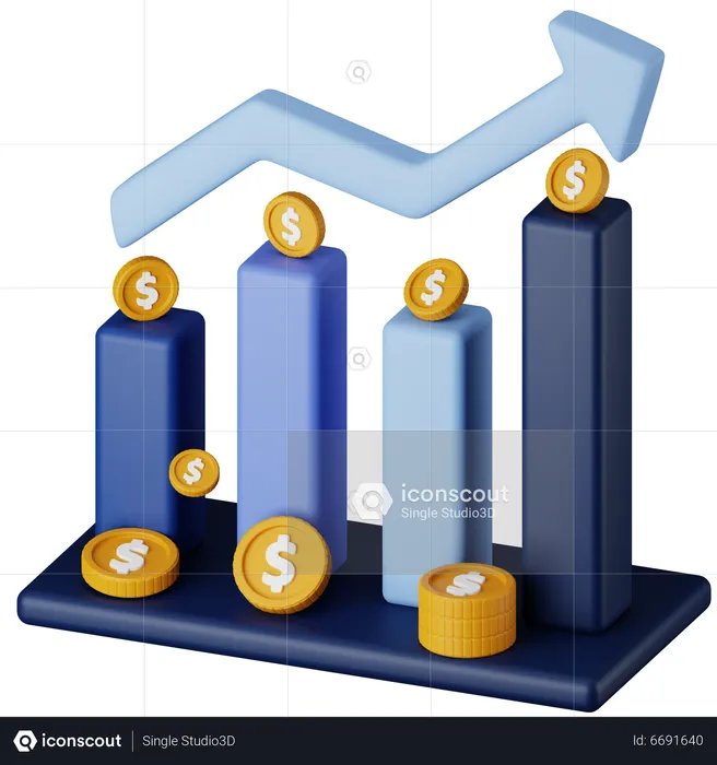 Gráfico de crescimento financeiro  3D Icon