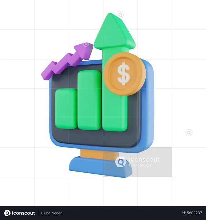 Gráfico de crescimento do dinheiro  3D Icon