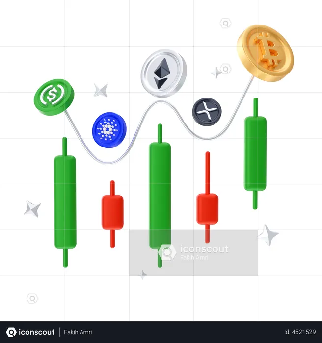 Gráfico de criptomoeda  3D Icon