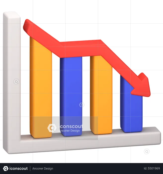 Gráfico de diminuição  3D Icon