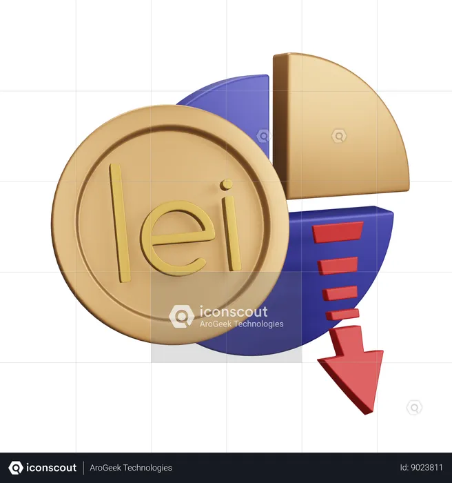 Leu romeno diminuir gráfico de monet  3D Icon