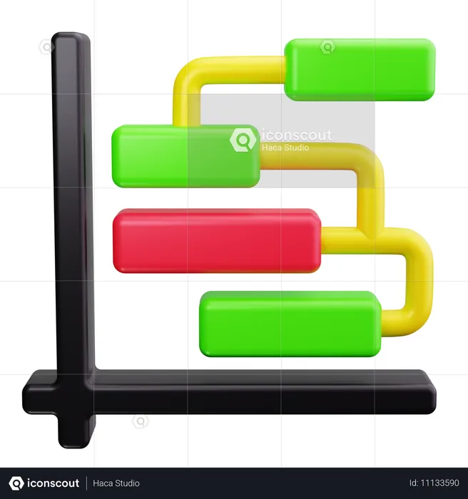 Gráfico de Gantt  3D Icon