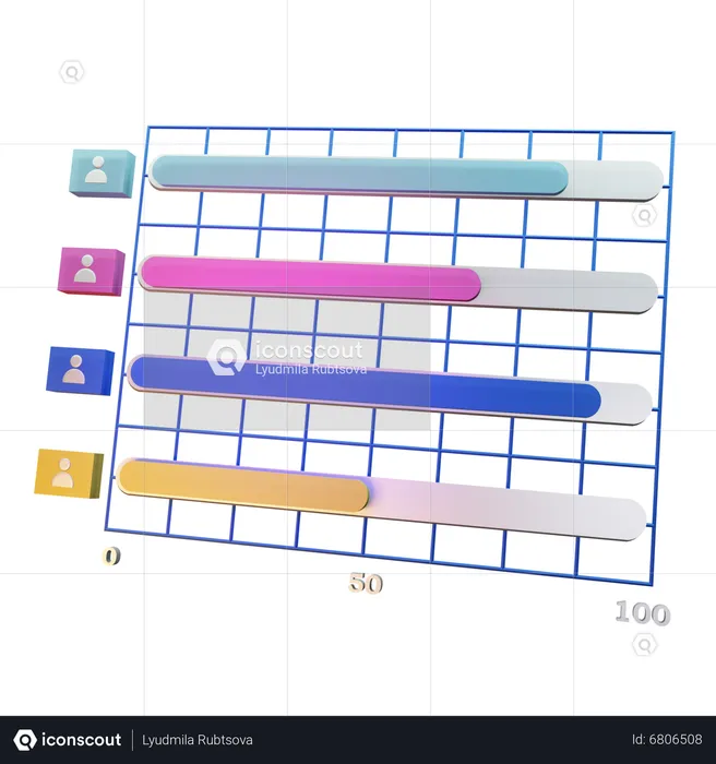 Gráfico de Gantt  3D Icon