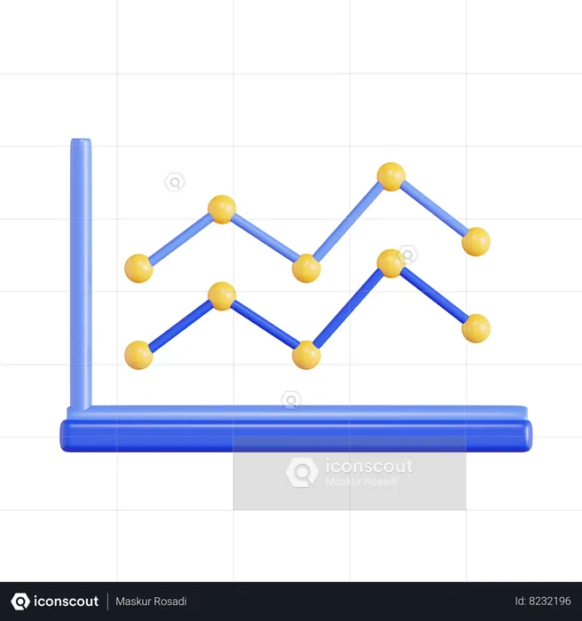 Gráfico de linea  3D Icon