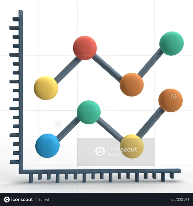 Gráfico de líneas  3D Icon