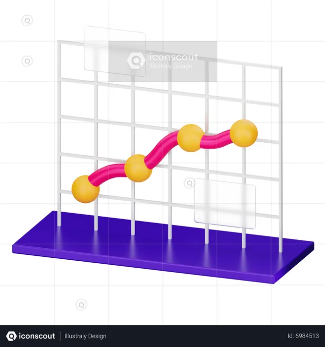 Gráfico de linha  3D Icon