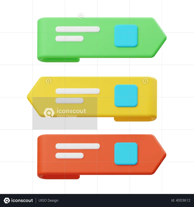 Gráfico de lista trapezoidal  3D Illustration