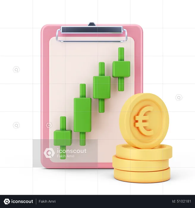 Gráfico de lucro do euro  3D Icon