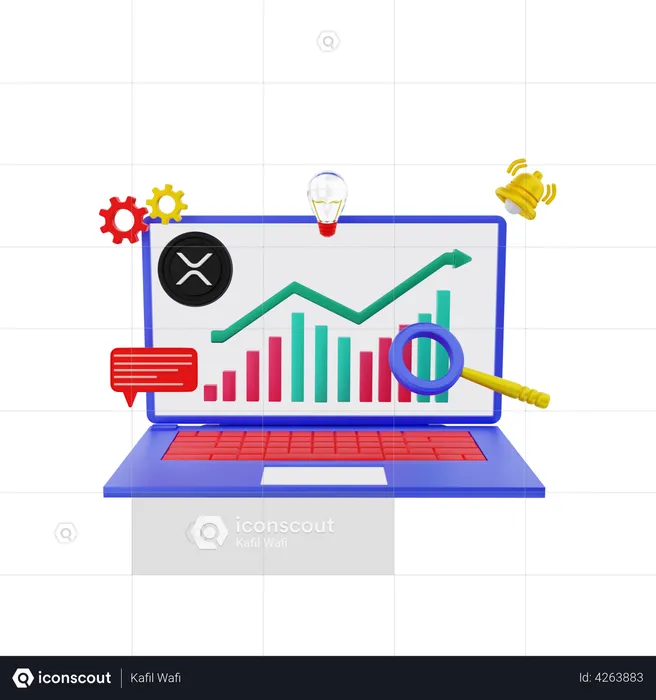 Gráfico de lucro xrp  3D Illustration