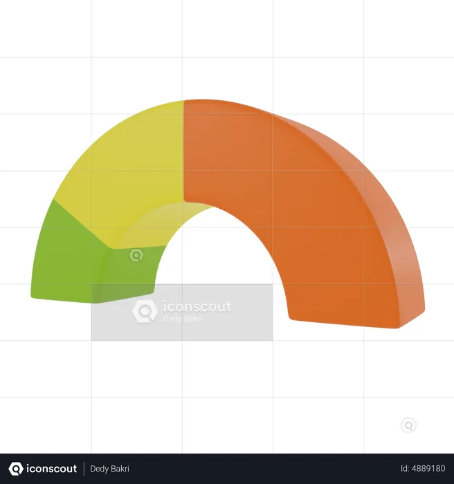 Gráfico de medio anillo  3D Icon