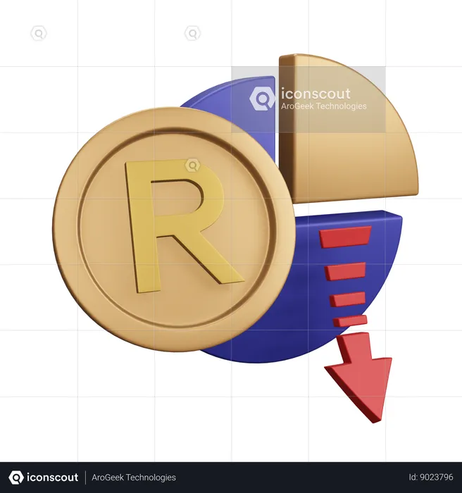 Gráfico de diminuição de monet do rand sul-africano  3D Icon