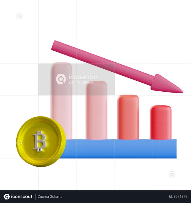 Gráfico de perda de bitcoin  3D Icon