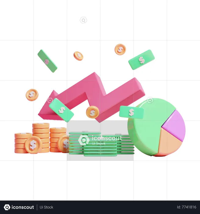 Gráfico de perda de negócios  3D Icon
