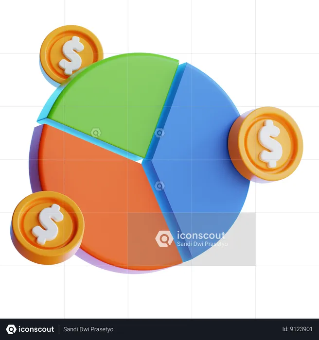 Gráfico de pizza financeira  3D Icon