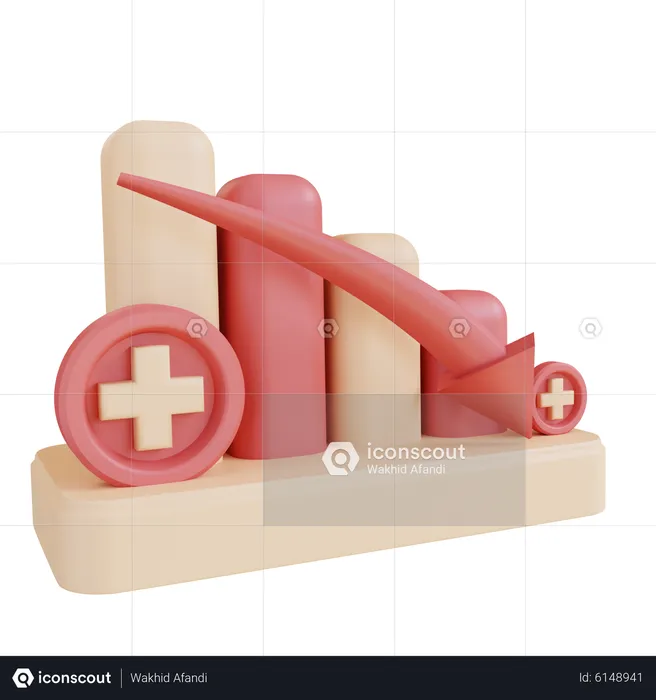 Gráfico de salud en declive  3D Icon