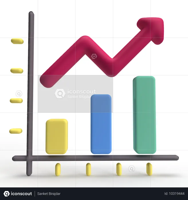 Gráfico de aumento  3D Icon