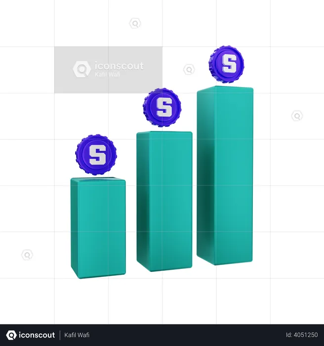 Gráfico de tendência de alta sandbox  3D Illustration