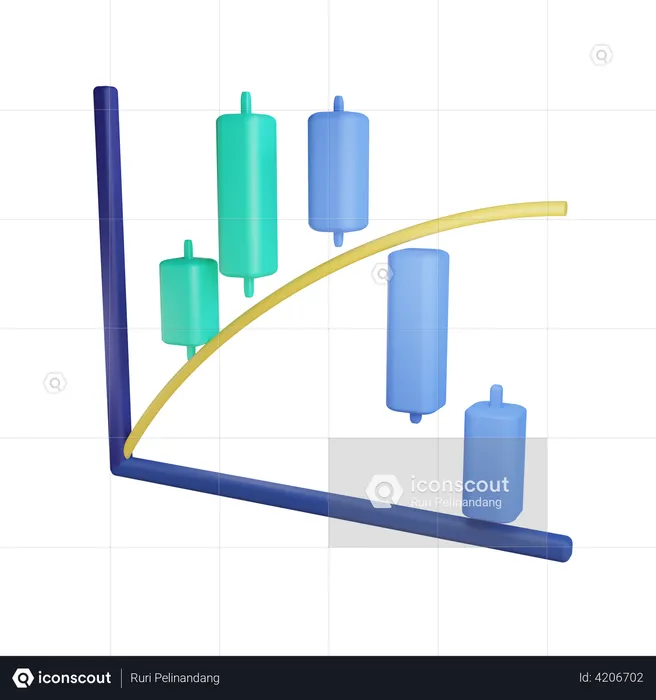 Gráfico de velas  3D Illustration