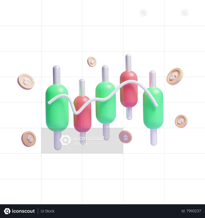 Gráfico de velas  3D Icon