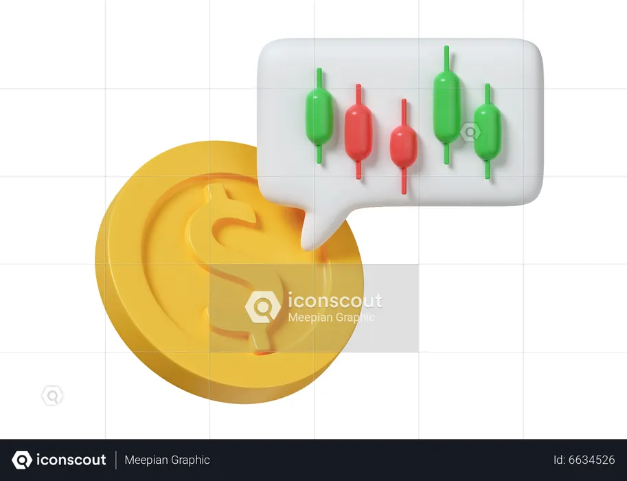 Gráfico de velas do dólar  3D Icon
