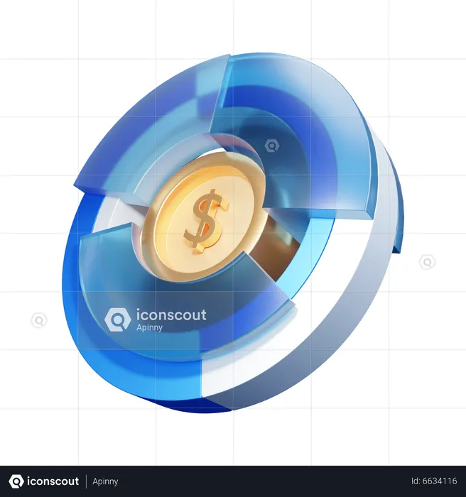 Gráfico del dólar  3D Icon