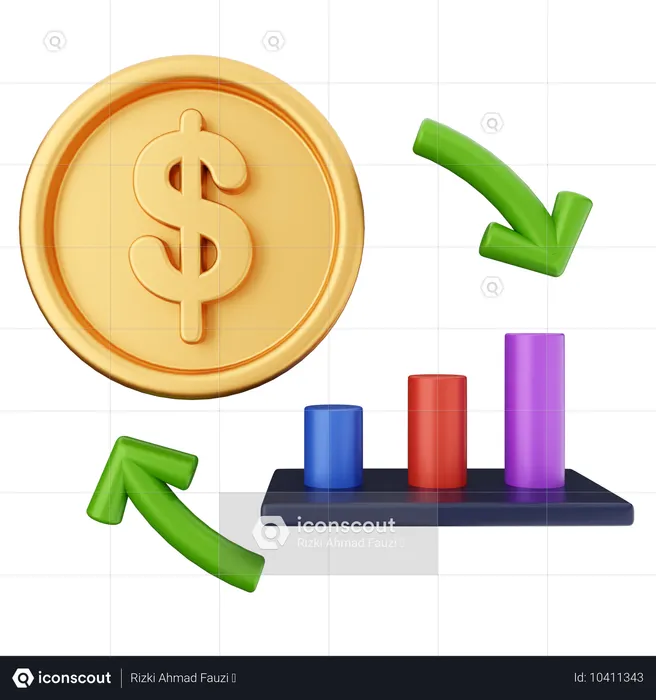 Gráfico dinero dólar  3D Icon