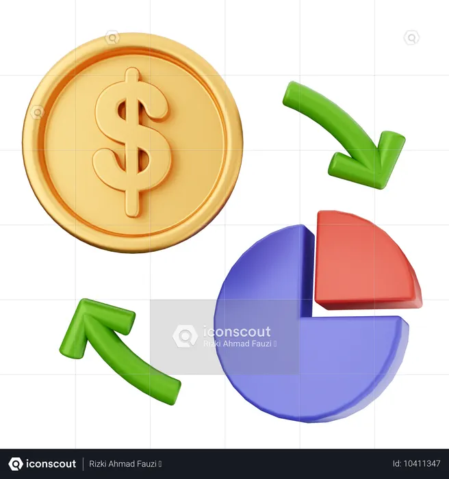 Gráfico dinheiro dólar  3D Icon