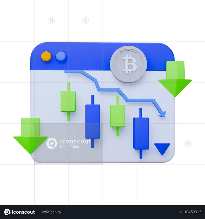 Gráfico do mercado de ações para baixo  3D Icon