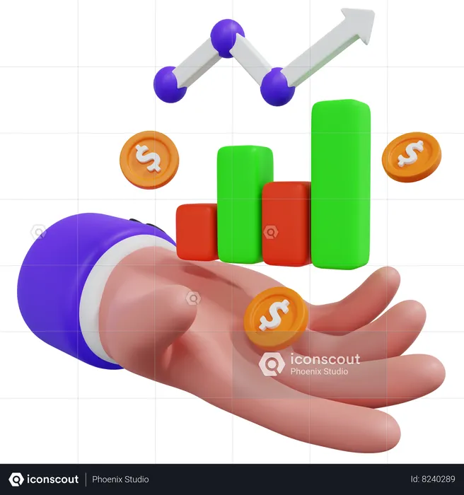 Gráfico de mão crescer  3D Icon