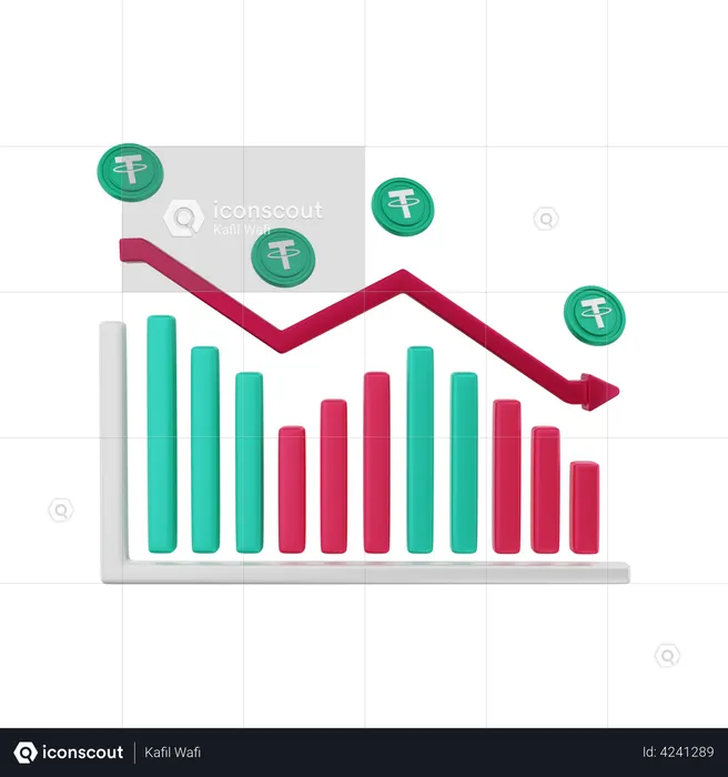 Gráfico negativo de amarração  3D Illustration