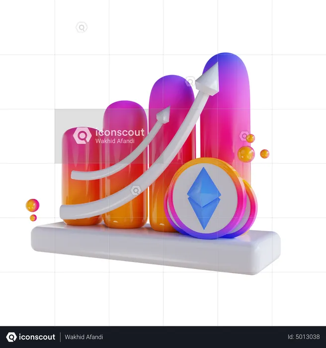 Gráfico de ethereum hacia arriba  3D Icon