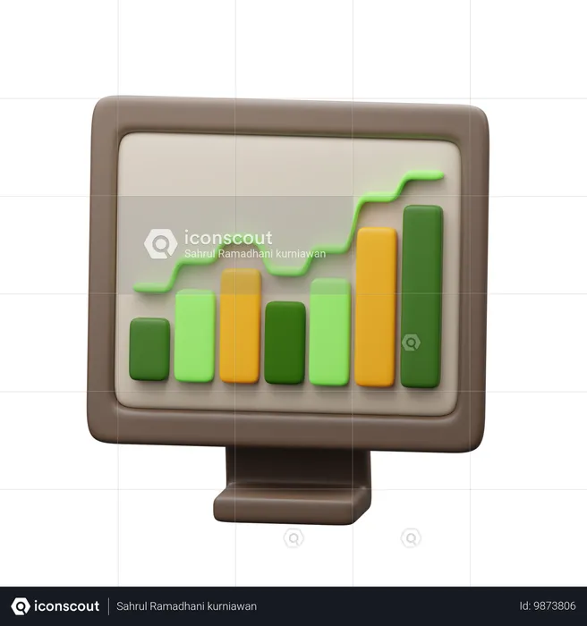 Grafik auf dem Monitor  3D Icon