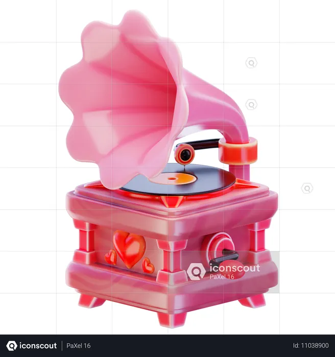 Amour du gramophone  3D Icon