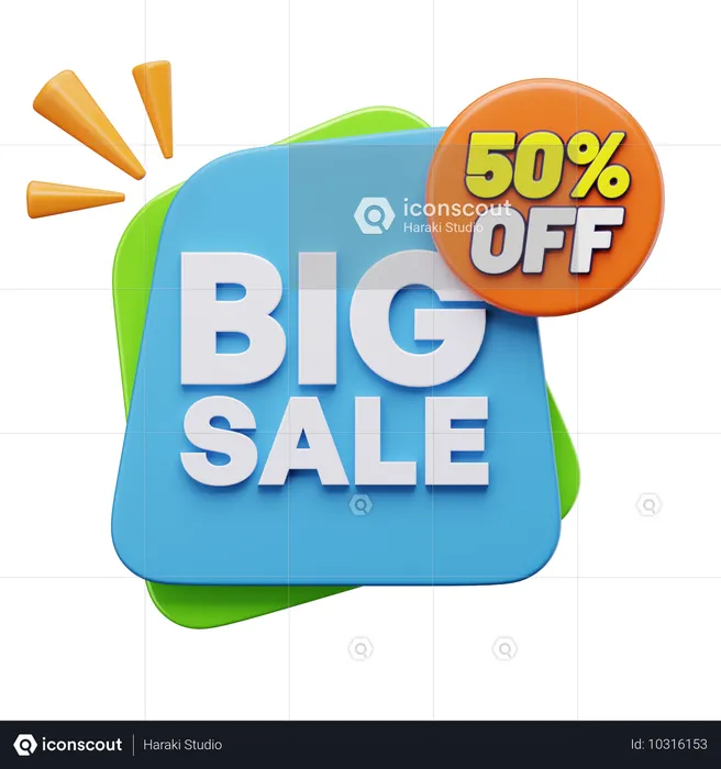 Grande liquidação 50% de desconto  3D Icon