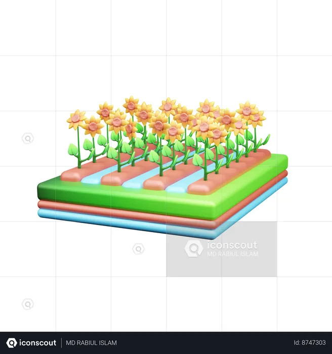 Granja de girasoles  3D Icon