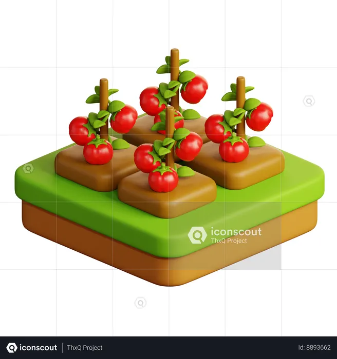 Granja de tomates  3D Icon