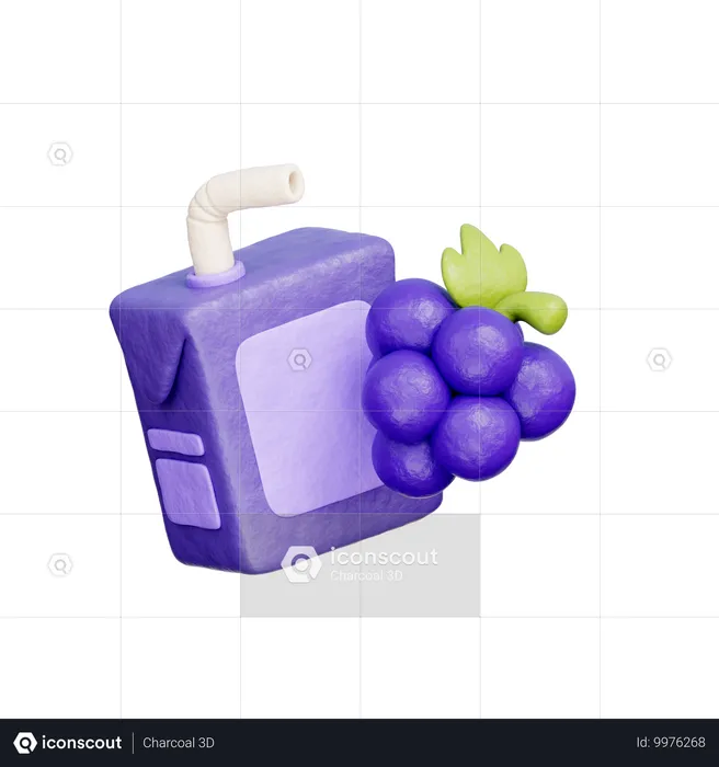 Grapes Juice Box  3D Icon