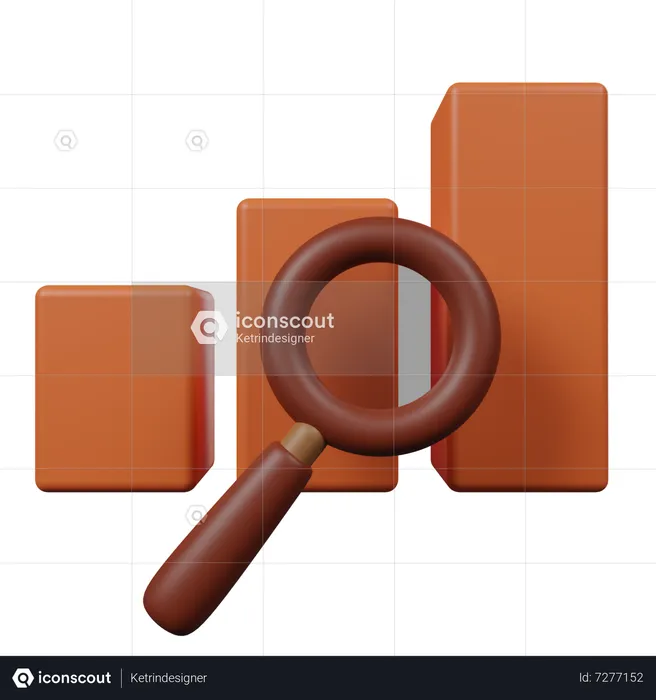 Graph And Magnifying Glass  3D Icon