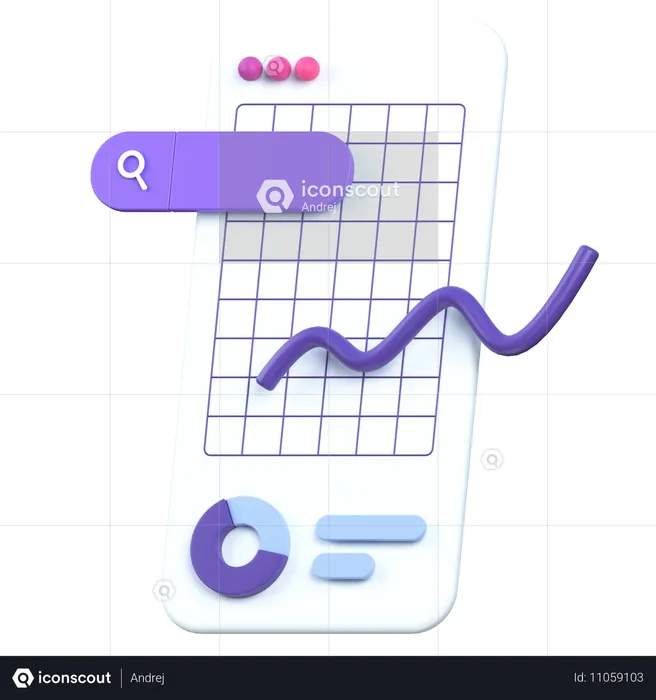 Graph chart in mobile  3D Icon