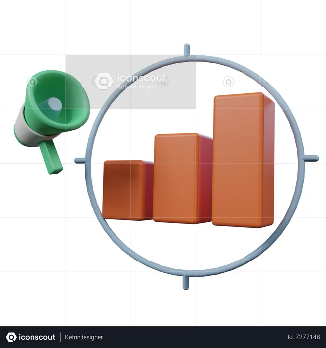 Graph Target And Megaphone  3D Icon