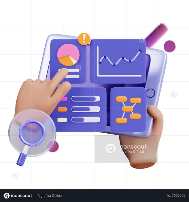 Graphic Chart Report  3D Illustration