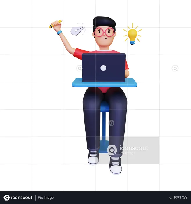 Graphic designer at work  3D Illustration