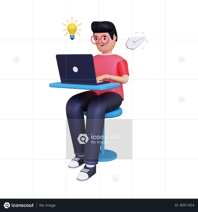 Graphic designer at work  3D Illustration